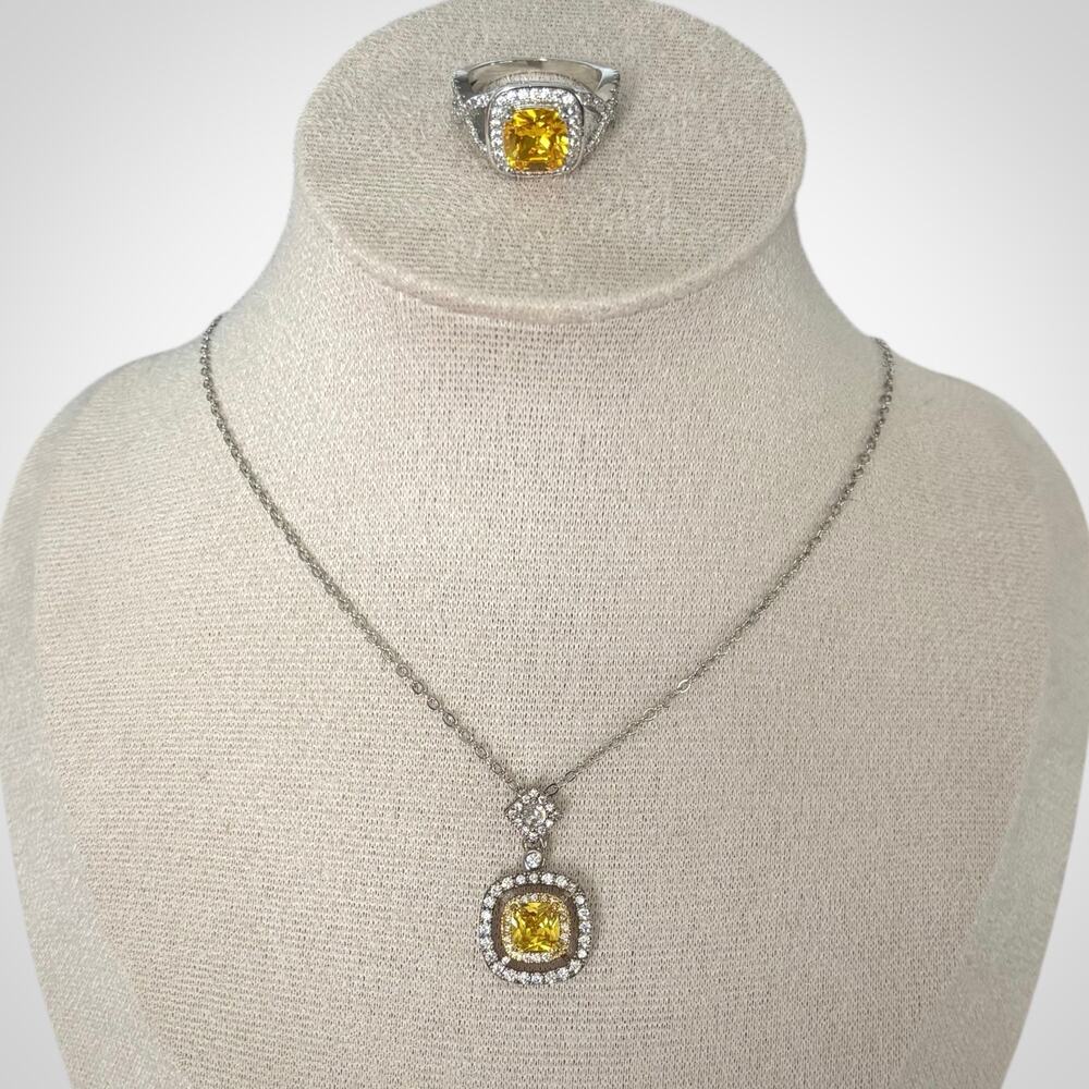 Yellow CZ Necklace & Ring Set